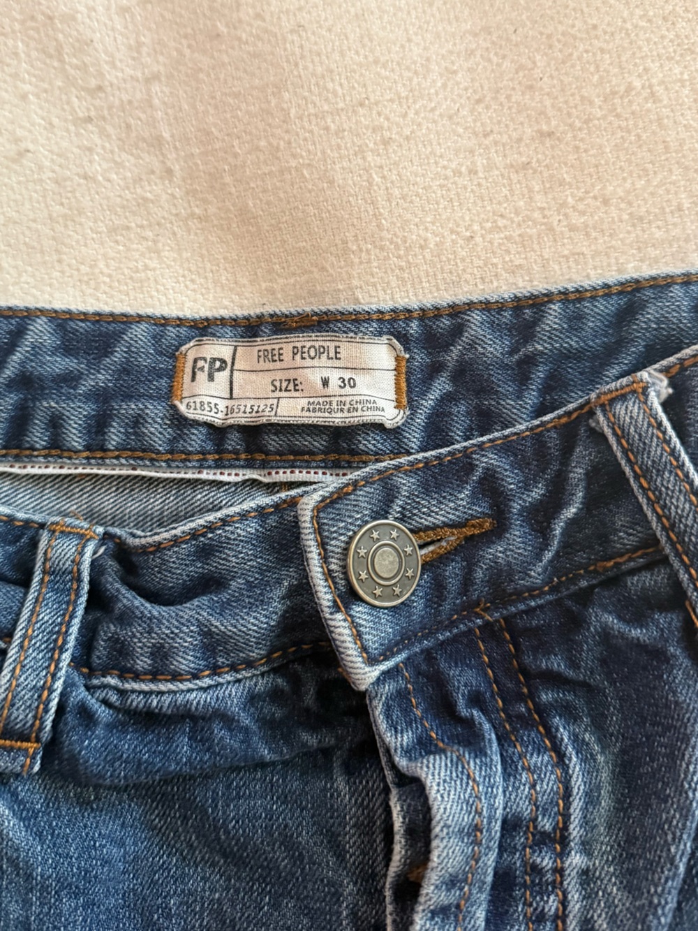 Free People Distressed Medium Blue Denim Shorts - Picture 2 of 7